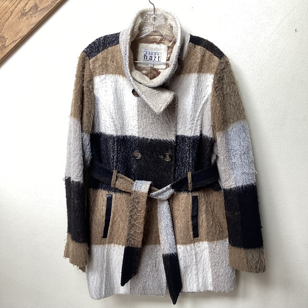 KEREN hart wool blend plaid winter coat woman’s large